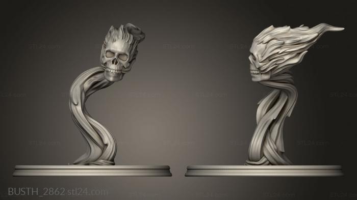 Busts of heroes and monsters (Flame Skull, BUSTH_2862) 3D models for cnc