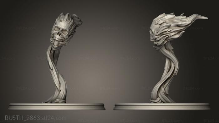 Busts of heroes and monsters (Flame Skull, BUSTH_2863) 3D models for cnc