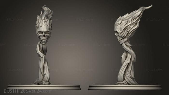 Busts of heroes and monsters (Flame Skull, BUSTH_2864) 3D models for cnc