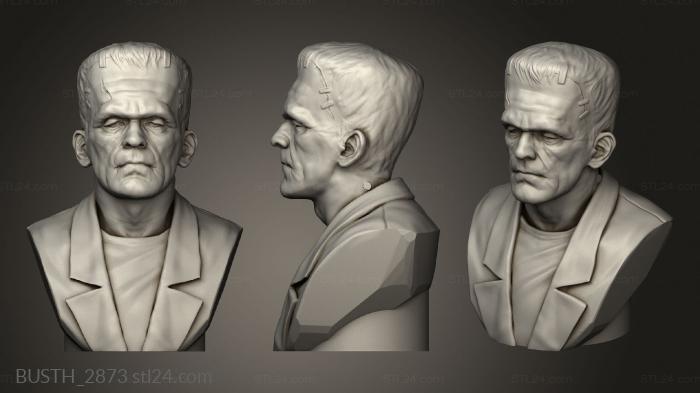 Busts of heroes and monsters (Frankenstein Monster, BUSTH_2873) 3D models for cnc