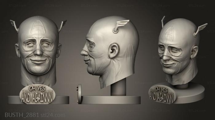 Busts of heroes and monsters (Funny Captain America Hawo, BUSTH_2881) 3D models for cnc
