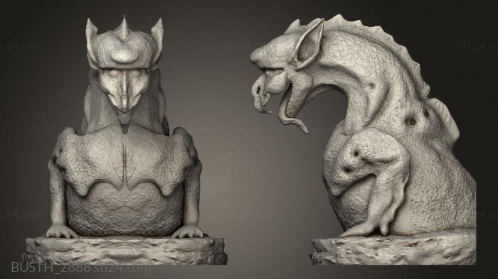 Busts of heroes and monsters (Gargoyle Post Toppers, BUSTH_2888) 3D models for cnc