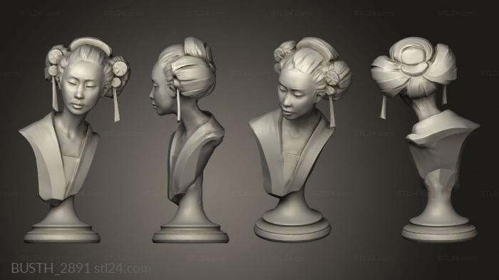 Busts of heroes and monsters (Geisha face, BUSTH_2891) 3D models for cnc