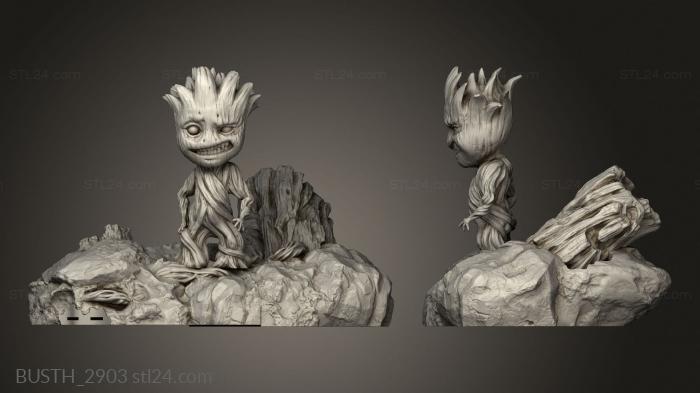 Busts of heroes and monsters (Smbdy Baby Groot Platform, BUSTH_2903) 3D models for cnc