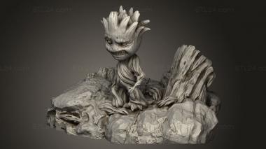 Busts of heroes and monsters (Smbdy Baby Groot Platform, BUSTH_2903) 3D models for cnc