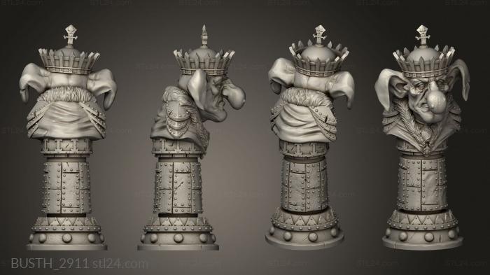 Busts of heroes and monsters (Goblin Chess King, BUSTH_2911) 3D models for cnc