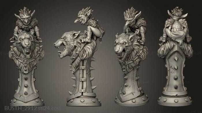 Busts of heroes and monsters (Goblin Chess Knight, BUSTH_2912) 3D models for cnc