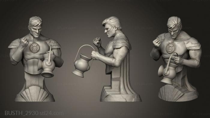 Busts of heroes and monsters (Green Lantern Looking Sized, BUSTH_2930) 3D models for cnc