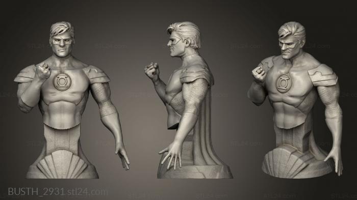 Busts of heroes and monsters (Green Lantern sized, BUSTH_2931) 3D models for cnc