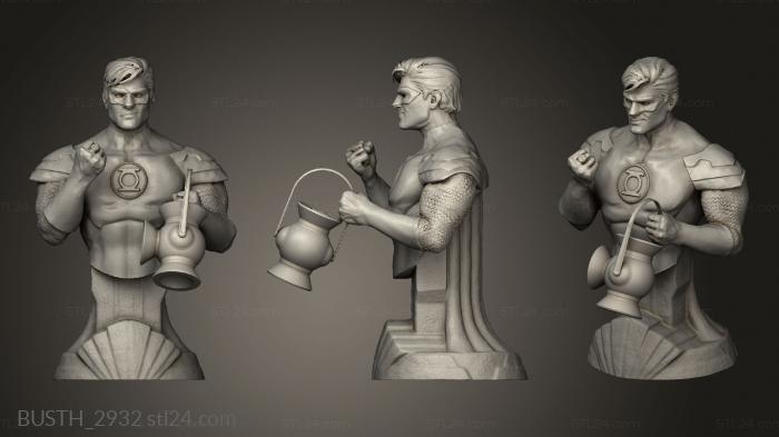 Busts of heroes and monsters (Green Lantern Sized, BUSTH_2932) 3D models for cnc