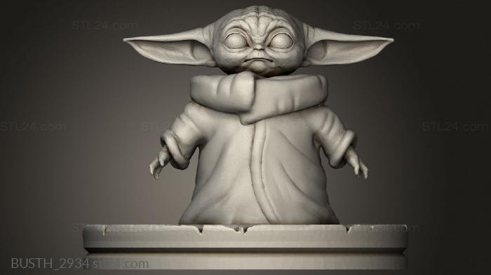Busts of heroes and monsters (Grogu The Child, BUSTH_2934) 3D models for cnc