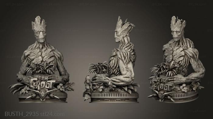 Busts of heroes and monsters (Groot, BUSTH_2935) 3D models for cnc