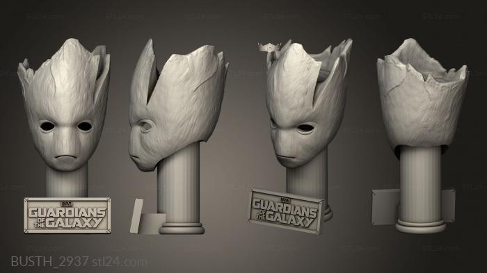 Busts of heroes and monsters (Groot Avengers Infinity War Mask, BUSTH_2937) 3D models for cnc