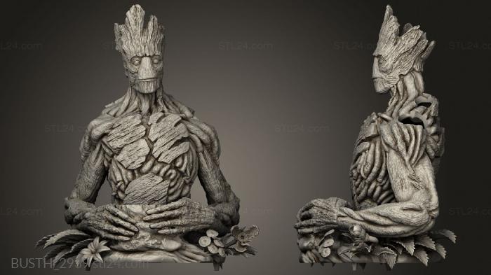 Busts of heroes and monsters (Groot, BUSTH_2939) 3D models for cnc