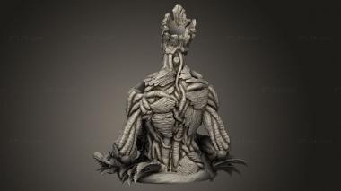 Busts of heroes and monsters (Groot, BUSTH_2939) 3D models for cnc