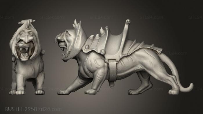 Busts of heroes and monsters (He man Classic Toy Beast Battle Cat, BUSTH_2958) 3D models for cnc