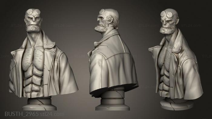Busts of heroes and monsters (Hellboy, BUSTH_2965) 3D models for cnc
