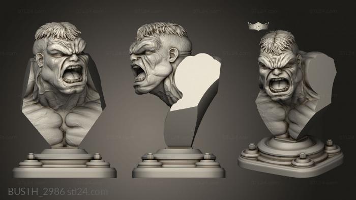 Busts of heroes and monsters (HULK, BUSTH_2986) 3D models for cnc