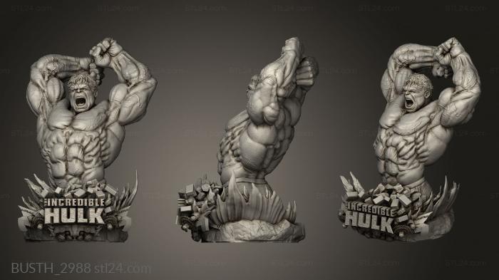 Busts of heroes and monsters (Hulk, BUSTH_2988) 3D models for cnc