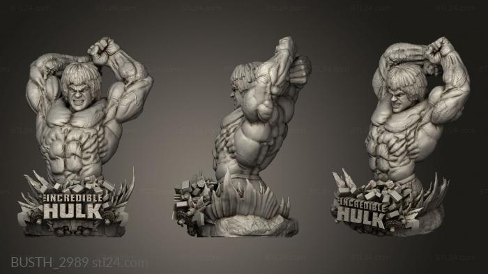 Busts of heroes and monsters (Hulk One, BUSTH_2989) 3D models for cnc