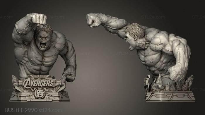 Busts of heroes and monsters (Hulk Red and One, BUSTH_2990) 3D models for cnc