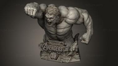 Busts of heroes and monsters (Hulk Red and One, BUSTH_2990) 3D models for cnc