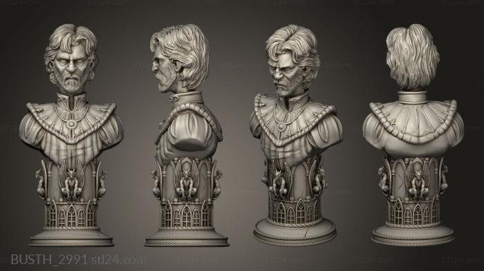 Busts of heroes and monsters (Human Chess Bi, BUSTH_2991) 3D models for cnc