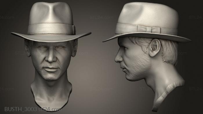 Busts of heroes and monsters (Indiana Jones Hat, BUSTH_3003) 3D models for cnc