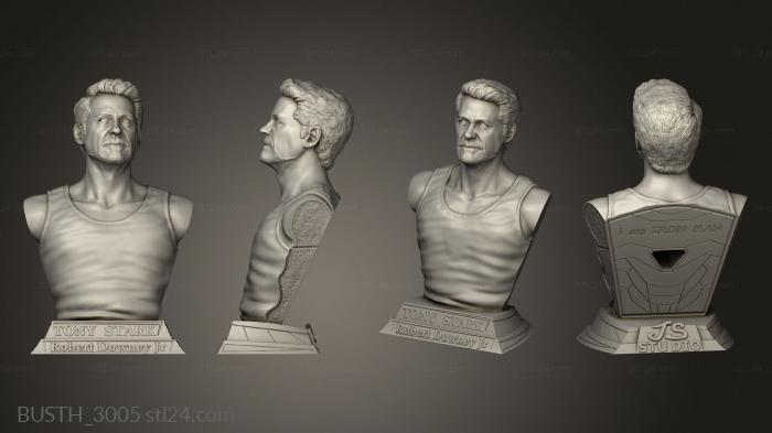 Busts of heroes and monsters (iron Man TONY STARK, BUSTH_3005) 3D models for cnc