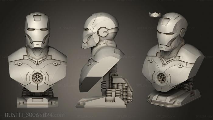 Busts of heroes and monsters (IRON MAN ironman bust, BUSTH_3006) 3D models for cnc