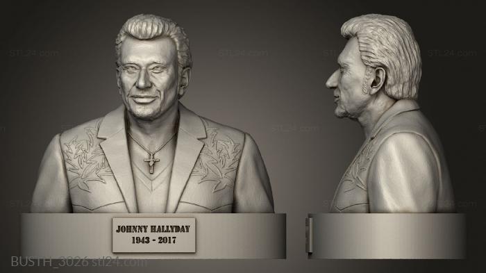 Busts of heroes and monsters (johnny hallyday repair, BUSTH_3026) 3D models for cnc
