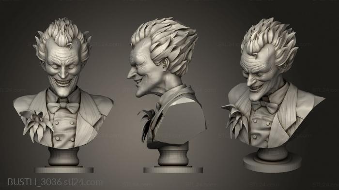 Busts of heroes and monsters (Joker Life Size, BUSTH_3036) 3D models for cnc