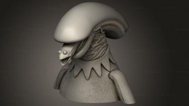 Busts of heroes and monsters (Kermit Xeno Morph, BUSTH_3050) 3D models for cnc