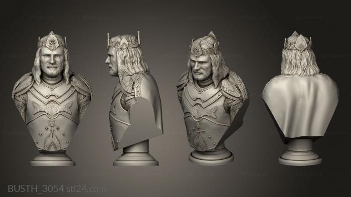 Busts of heroes and monsters (King Aragorn gkhell hollow, BUSTH_3054) 3D models for cnc
