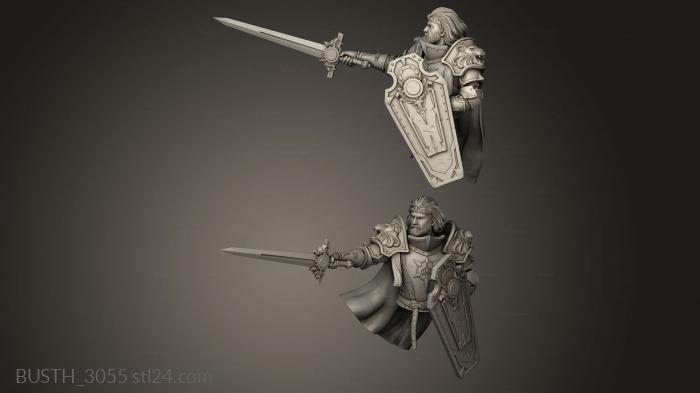 Busts of heroes and monsters (King Arthur, BUSTH_3055) 3D models for cnc