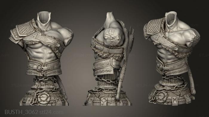 Busts of heroes and monsters (Kratos Axe Down, BUSTH_3062) 3D models for cnc