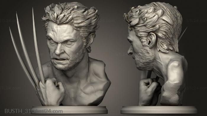 Busts of heroes and monsters (LOGAN WOLVERINE, BUSTH_3104) 3D models for cnc