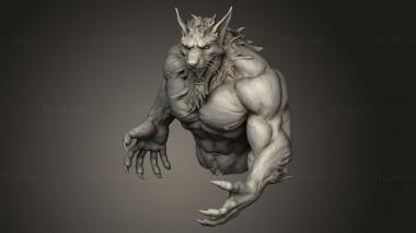 Busts of heroes and monsters (loup garou Werewolf ted, BUSTH_3111) 3D models for cnc