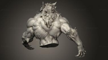 Busts of heroes and monsters (loup garou Werewolf ted, BUSTH_3111) 3D models for cnc