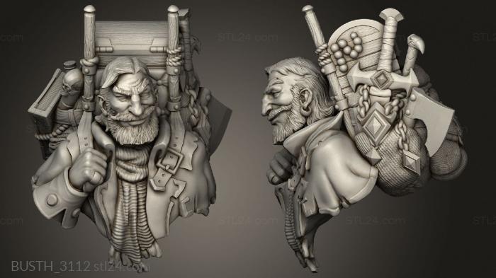 Busts of heroes and monsters (Lucian The Merchant Axe, BUSTH_3112) 3D models for cnc