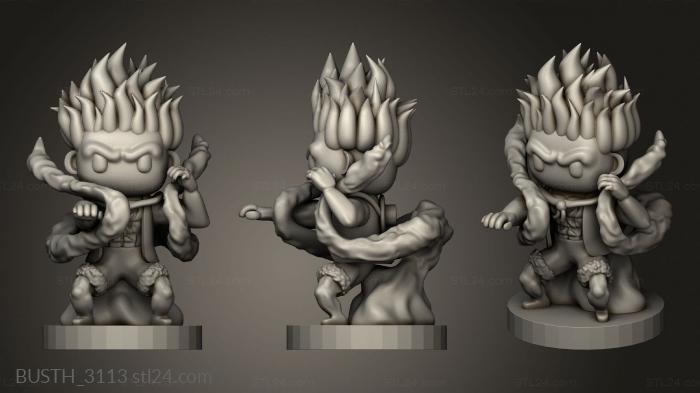 Busts of heroes and monsters (luffy gear snakeman qpelk, BUSTH_3113) 3D models for cnc