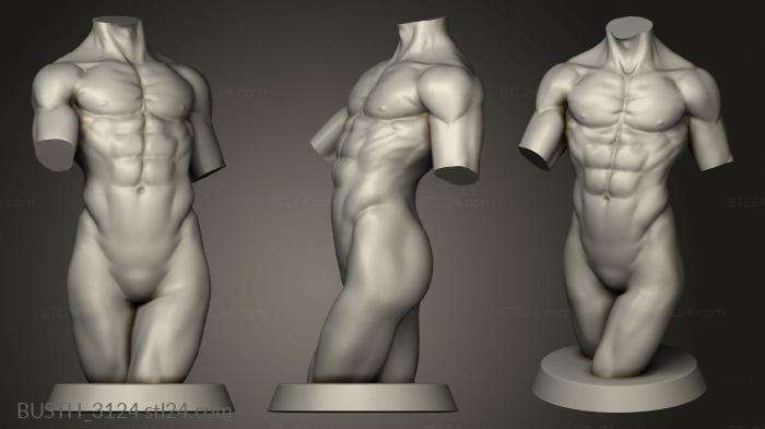 Busts of heroes and monsters (Male Mannequin, BUSTH_3124) 3D models for cnc