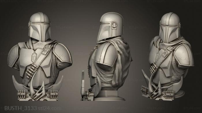 Busts of heroes and monsters (Mandalorian and infill Wars, BUSTH_3133) 3D models for cnc
