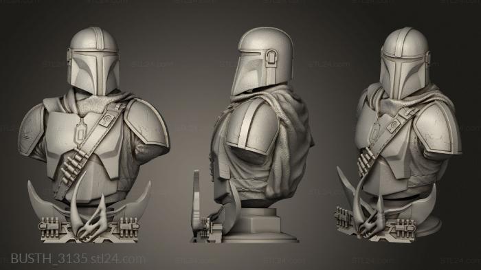 Busts of heroes and monsters (Mandalorian and infill Wars, BUSTH_3135) 3D models for cnc