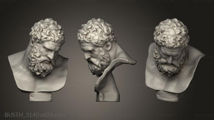 Busts of heroes and monsters (Marble Farnese Hercules, BUSTH_3140) 3D models for cnc
