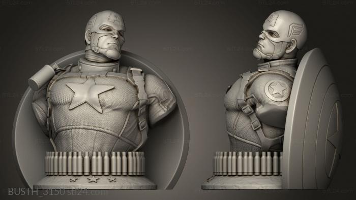Busts of heroes and monsters (Marvel Avengers Captain America, BUSTH_3150) 3D models for cnc