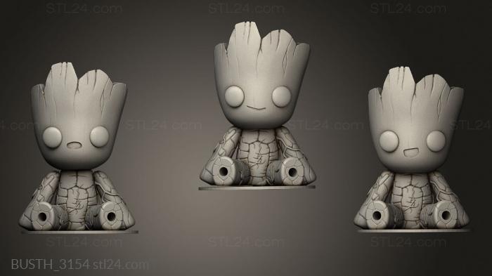 Busts of heroes and monsters (MARVEL Groot the articulated Planter, BUSTH_3154) 3D models for cnc
