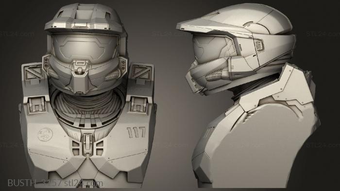 Busts of heroes and monsters (Master Chief our, BUSTH_3157) 3D models for cnc