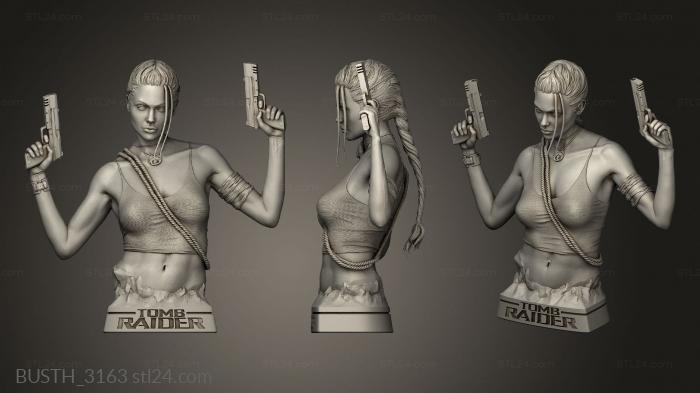 Busts of heroes and monsters (Megha Angelina Jolie Lara Croft gun, BUSTH_3163) 3D models for cnc