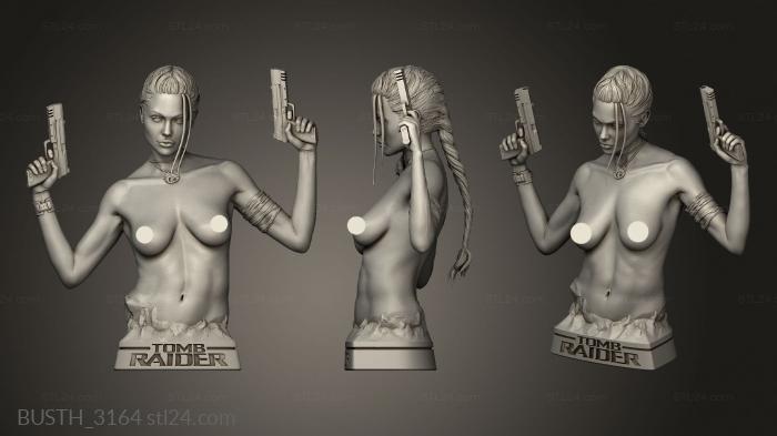 Busts of heroes and monsters (Megha Angelina Jolie Lara Croft gun, BUSTH_3164) 3D models for cnc